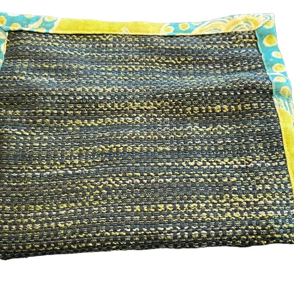 Peace of Thread Handmade One-Of-A-Kind Woven Lenvelope Wallet Clutch Blue Green